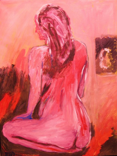 Akryl maleri modelstudie af flemming hansen malet i 2011
