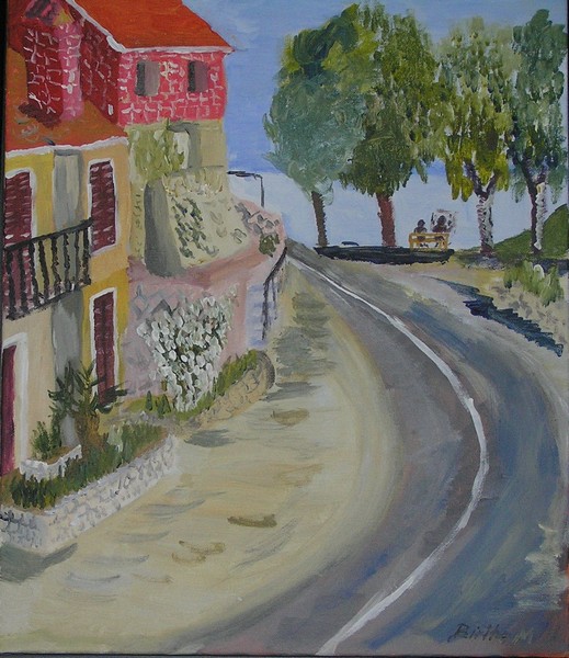  maleri landsby i Kroatien af Birthe Madsen malet i 2006