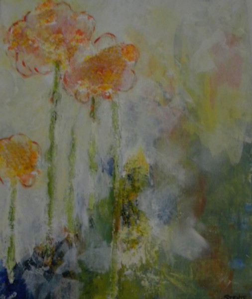 Akryl maleri blomster af Stente malet i 2011