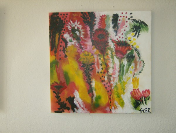Blandede medier maleri Rød tulipan af AR Design malet i 2011