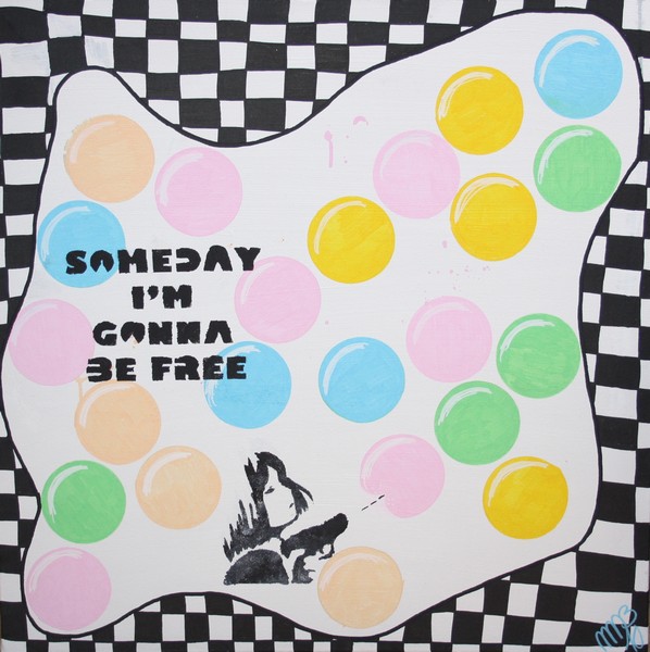Blandede medier maleri Someday I'm gonna be free af Michelle Marie Bruun Baadsgaard malet i 2010