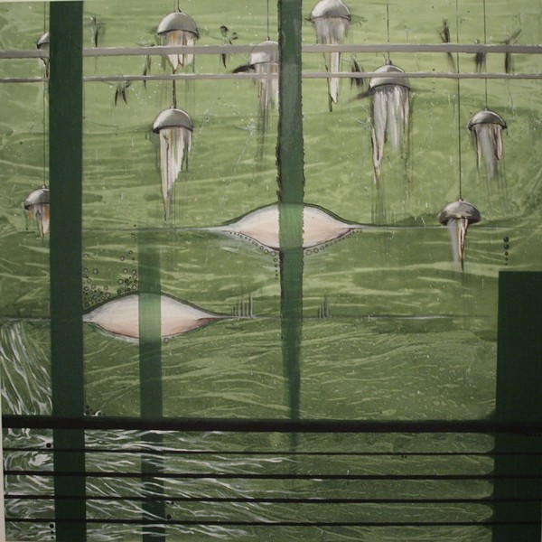 Akryl maleri Green field af Jakob Kulmbak malet i 2010