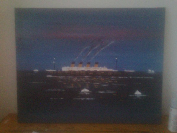 Akryl maleri TITANIC, den sidste nat af mati malet i 2011