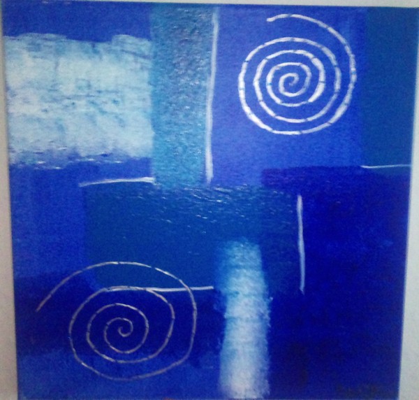 Akryl maleri Blå i blå af Iben Meyer malet i 