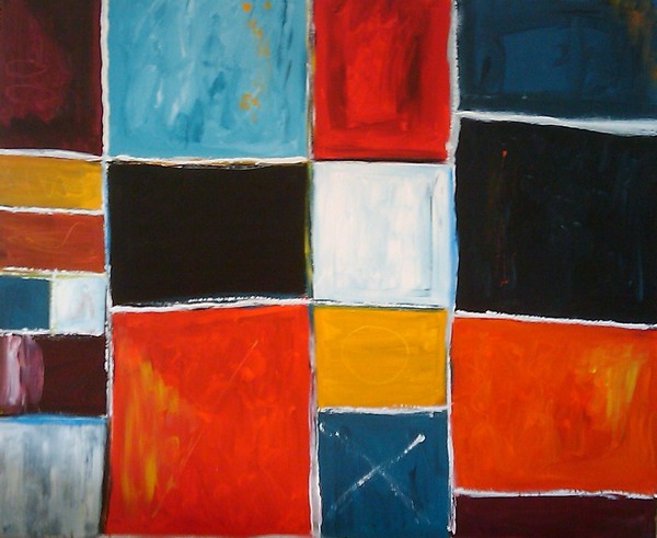 Akryl maleri Squares af Kirsten Lykke malet i 2011