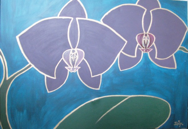 Akryl maleri Orkidé af Dihp malet i 2010