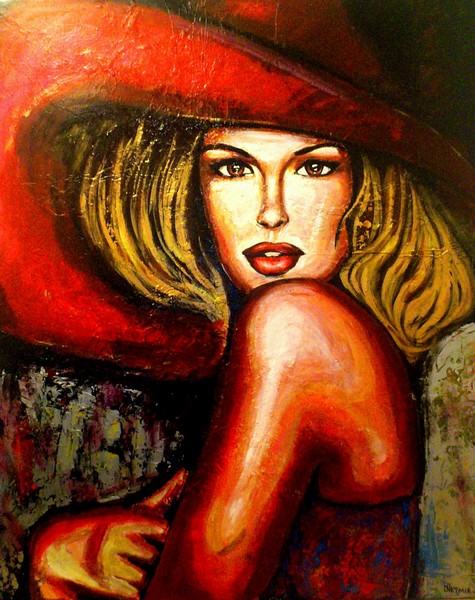 Akryl maleri Red Hat af tel 31 21 70 77 malet i 2011