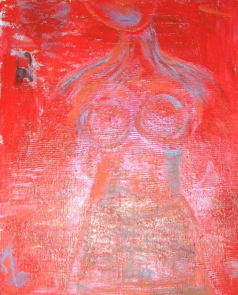 Akryl maleri Red Lady af Charlotte Jørgensen malet i 2011