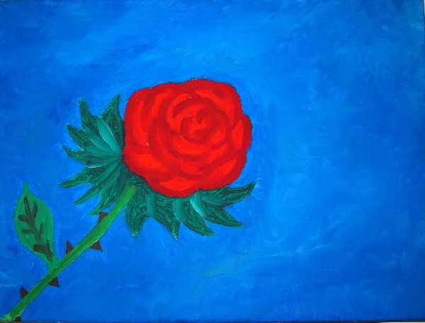 Olie maleri heavenly rose af IJ malet i 2012
