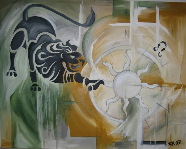 Akryl maleri Stjernetegn - Løve af Kylle malet i 7