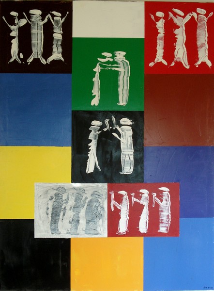 Akryl maleri krig og fred af BK21 malet i 2012