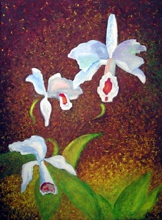 Akryl maleri orchide af owest malet i 2011