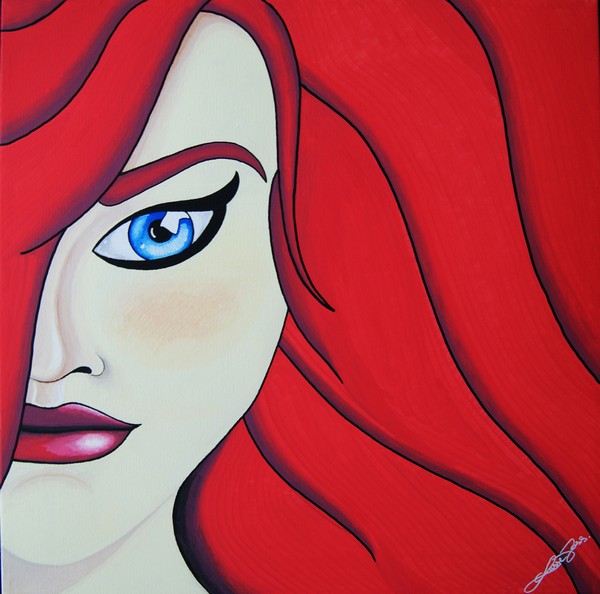 Akryl maleri Red Woman af Lasse Voss malet i 2012