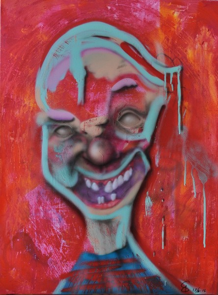  maleri Happy af Simon Abel Streety malet i 2012