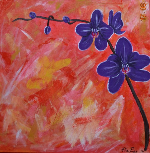 Akryl maleri Orkidéer af Mia Precht malet i 2012
