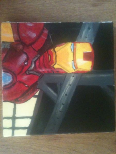 Akryl maleri Iron man af Nicolai Lunde malet i 2012