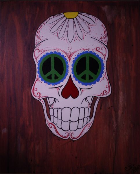 Akryl maleri Sugarskull - Hippie af JPG malet i 2012