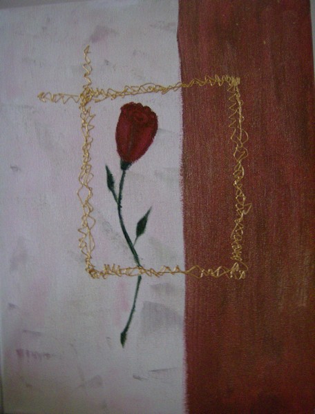 Akryl maleri silent red rose af Mia Trolle malet i 2007