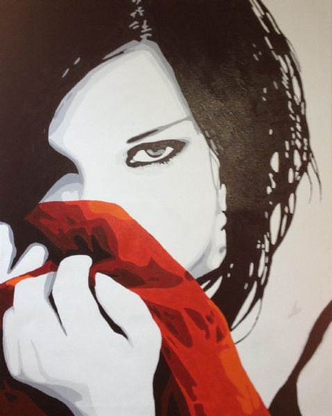 Akryl maleri Orange Scarf af A.S.P. malet i 2013
