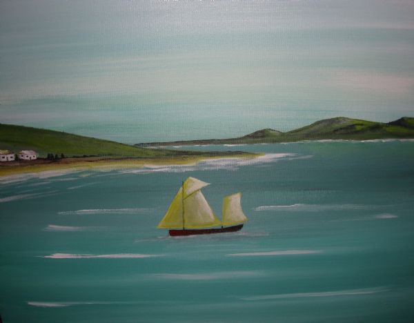 Akryl maleri The boat af Kevin Burgess malet i 2013