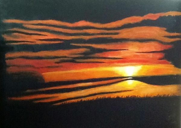Akryl maleri Solnedgang af N\P malet i 2013
