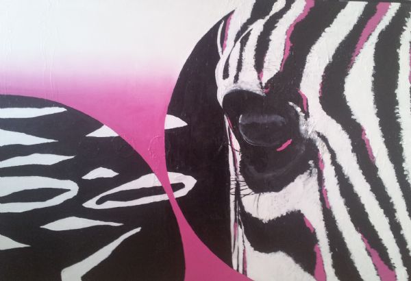 Akryl maleri zebra af TW malet i 2013