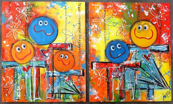 Akryl maleri Smileys af lone malet i 2013