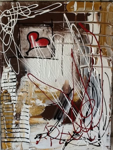 Akryl maleri Heart in a box + square af MB malet i 2012