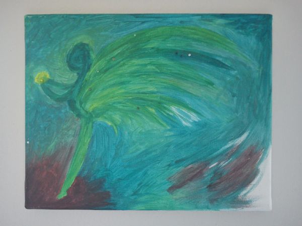 Akryl maleri Green Angel af Xennlee malet i 2004
