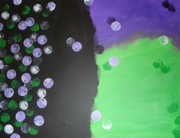 Akryl maleri Champagnebobler af Langhoff Art malet i 2012