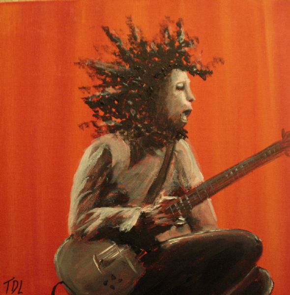 Akryl maleri Reggae musiker af Dam Lauritsen, Thomas malet i 2013