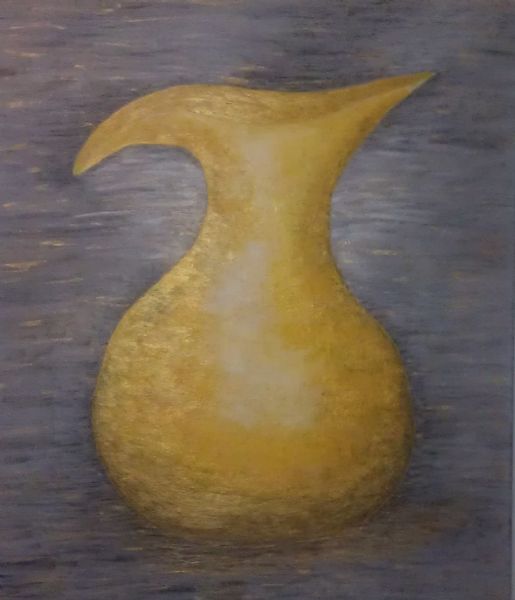 Akryl maleri Gylden Vase af byjvan malet i 