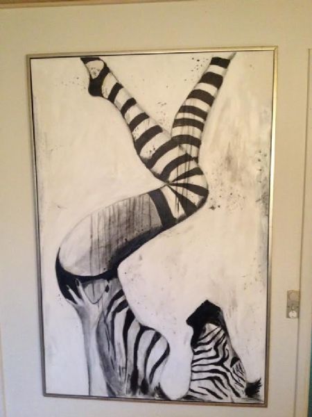Blandede medier maleri Zebrakvinde af Varney malet i 2011