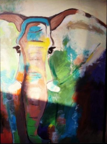 Akryl maleri Elephant Touch af ShenartCy malet i 2013