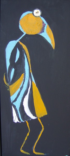 Akryl maleri dvask fugl af Iben Astrup malet i 2005