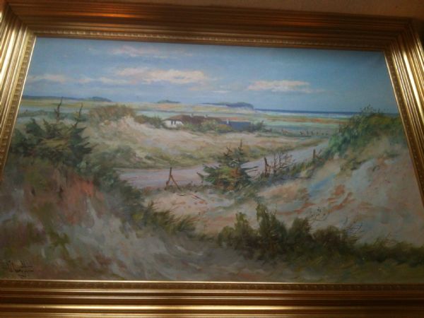 Olie maleri Landskab af Gallerinavn ikke oplyst malet i 1935