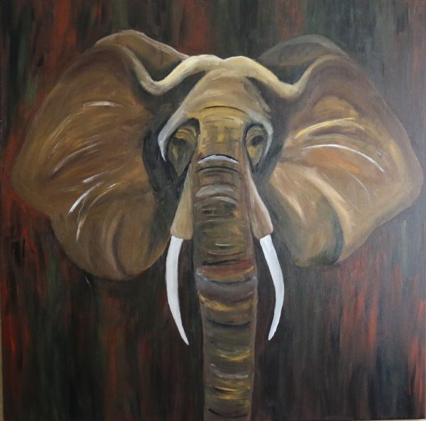 Akryl maleri Elefant af Tine Hansen malet i 