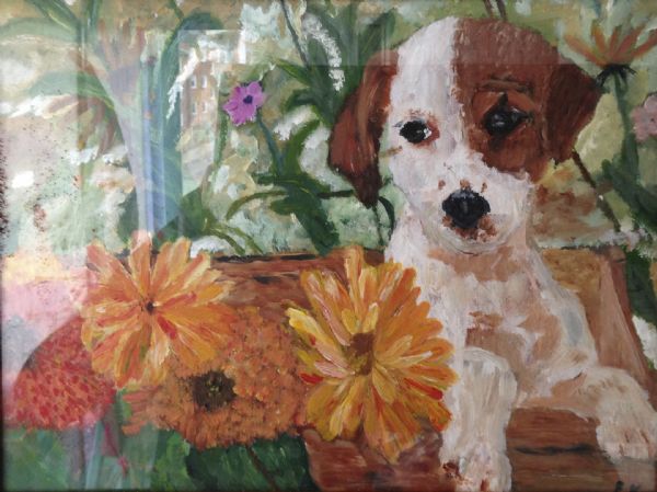 Olie maleri Hund af Privat kunstner malet i 2005