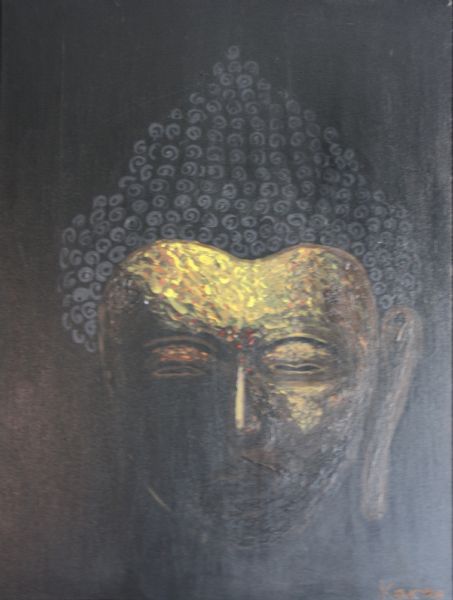 Akryl maleri Buddha af Karma Chekey malet i 2014