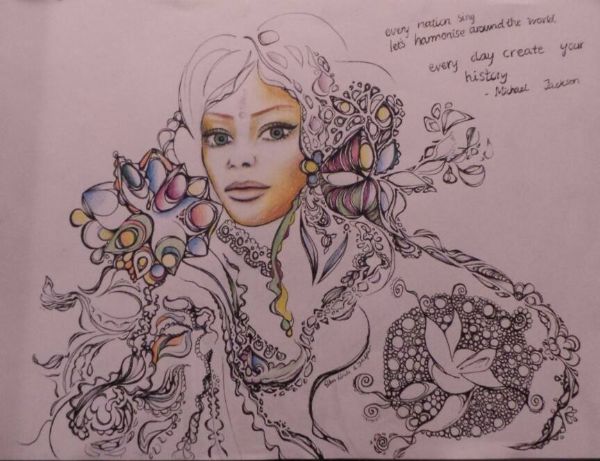 Kul maleri Universal Earth Woman af Ellen Linde Art malet i 2014