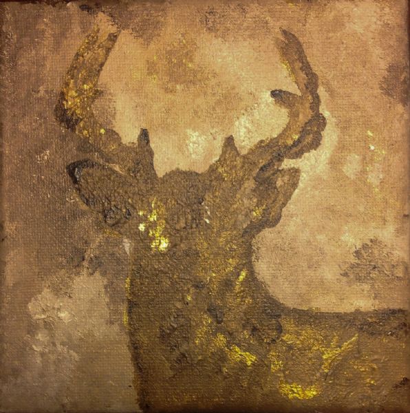 Akryl maleri Golden Deer af Sophia Sieja malet i 2013