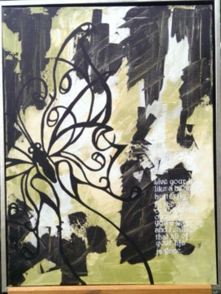 Akryl maleri Butterfly af CHøjslet malet i 2013