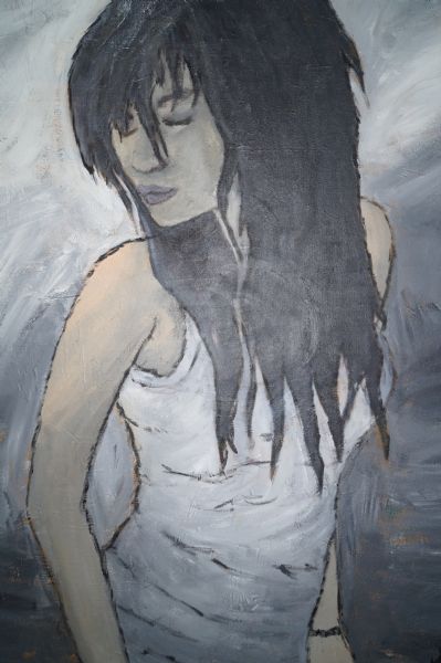 Akryl maleri Selfie af Michelle VOEN malet i 2007