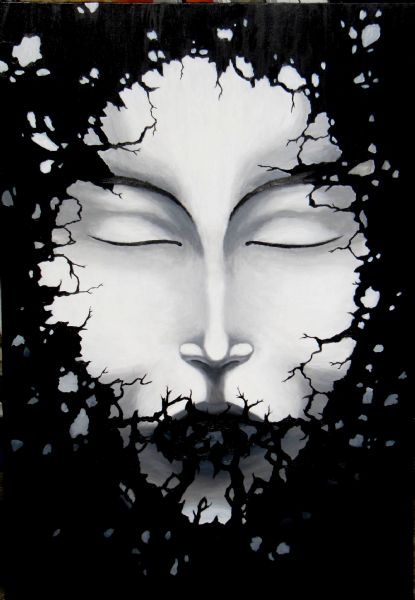 Akryl maleri Masken af Periel malet i 2010