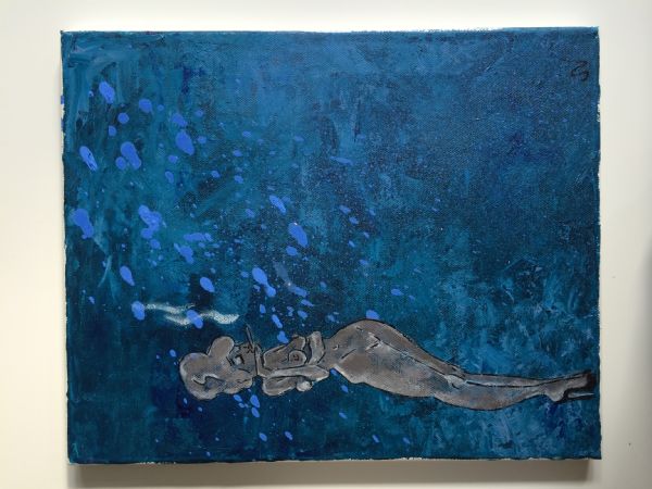 Akryl maleri Feeling blue af Sofie Vedkiær malet i 2013