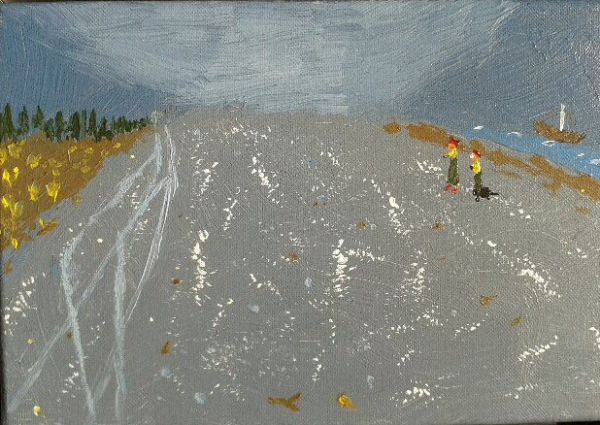 Akryl maleri Havgus ved strand af Skagbæk malet i 2014