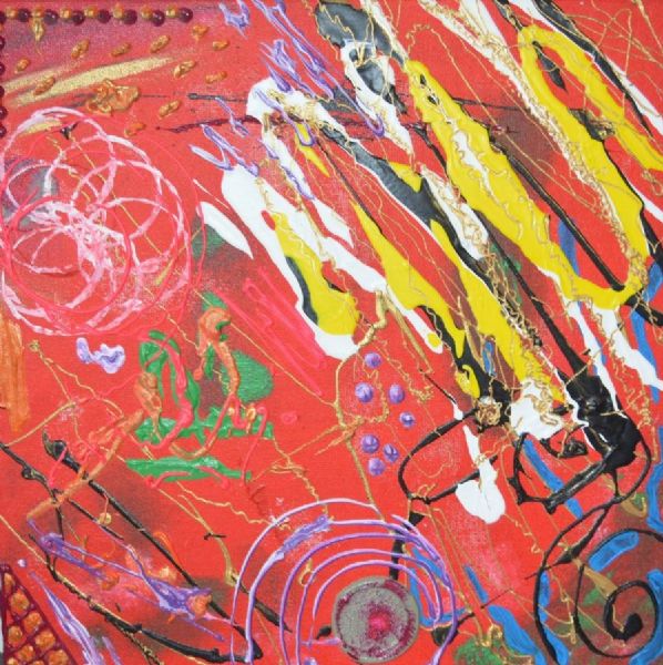 Akryl maleri Red Chaos af Michella Vestergaard malet i 2011