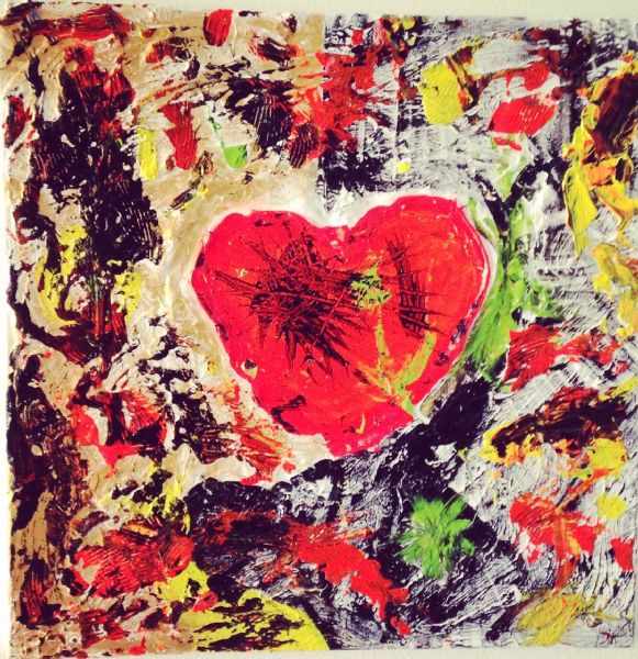 Akryl maleri Heart af Fsbj malet i 2014