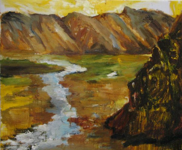 Olie maleri Island af Kirsten Glad malet i 