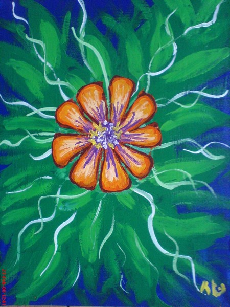 Akryl maleri Blomst af kt malet i 2008